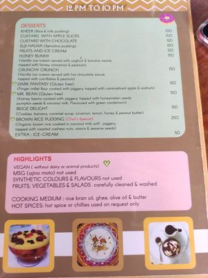 Menu at Joy in Candolim