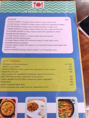 Menu at Joy in Candolim