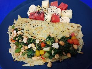 Vegan Hush brown omelet. at Grandma's Garden in Pai