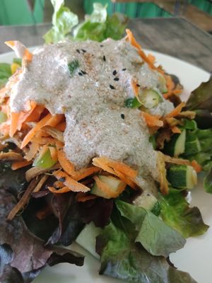 Mushroom salad Tahiti dressing. at Grandma's Garden in Pai