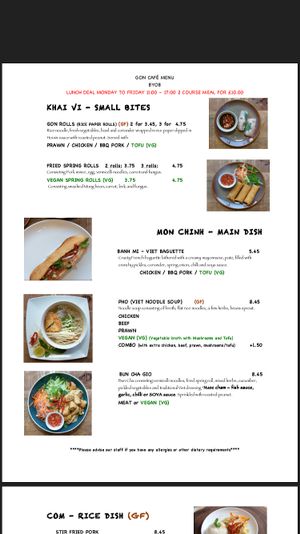 New menu Jan 2019  at Gon Cafe in Edinburgh