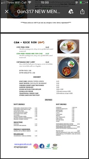 New menu Jan 2019  at Gon Cafe in Edinburgh