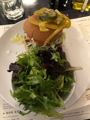 Veggie burger  at The Mercantile Kitchen & Bar in Saratoga Springs
