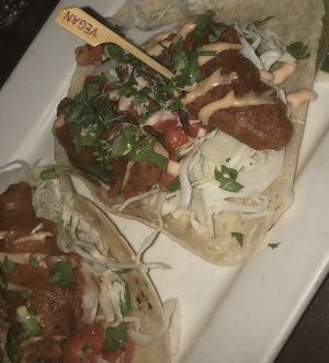 The chick’n tacos! at Beertown Public House in Cambridge