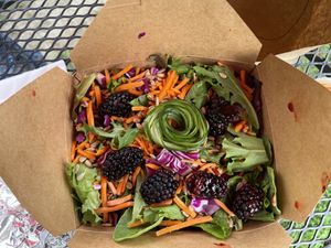 Side salad with blackberries at Kelley Farm Kitchen in Harpers Ferry