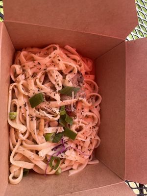 Oyster mushroom pasta special 💚🌱  at Kelley Farm Kitchen in Harpers Ferry