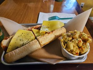 Meatball Sub with Mac & Cheese at Kelley Farm Kitchen in Harpers Ferry