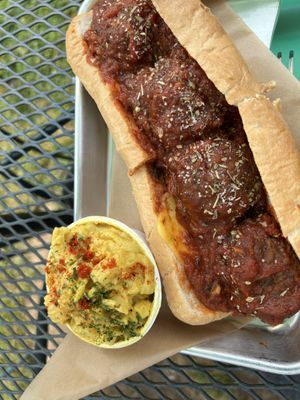 Meatball sub and Mac and cheese  at Kelley Farm Kitchen in Harpers Ferry