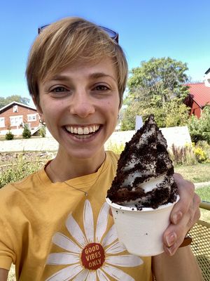 Oat milk soft serve!!!! Perfect after hiking Maryland Heights nearby.   at Kelley Farm Kitchen in Harpers Ferry
