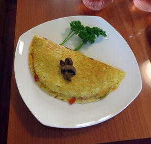 Just Veggie Omelette stuffed with spinach, onion, peppers & mushrooms with your choice of Gouda or pepper jack style cheese. at Kelley Farm Kitchen in Harpers Ferry
