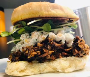 Jerk jackfruit sandwich  at Kelley Farm Kitchen in Harpers Ferry