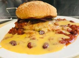 Fork & knife chili cheeseburger  at Kelley Farm Kitchen in Harpers Ferry