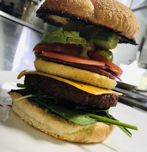 Sunrise Impossible burger with just egg and yeves bacon  at Kelley Farm Kitchen in Harpers Ferry