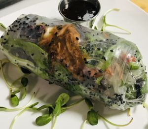 Gluten and soy free jackfruit teriyaki wrap  at Kelley Farm Kitchen in Harpers Ferry