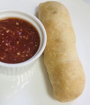 Beyond brat in a blanket w/ marinara  at Kelley Farm Kitchen in Harpers Ferry