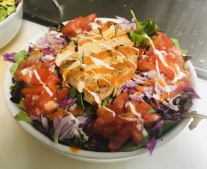 Buffalo chikn ranch salad (vegan) at Kelley Farm Kitchen in Harpers Ferry