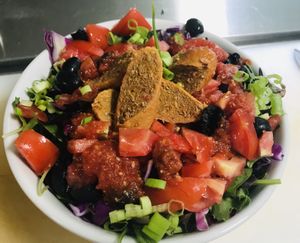 Italian salad w/ beyond brat  at Kelley Farm Kitchen in Harpers Ferry