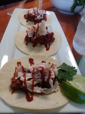 $14 Jackfruit Tacos, came with a large side salad at Kelley Farm Kitchen in Harpers Ferry