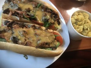 Steakhouse sub with Mac and cheese  at Kelley Farm Kitchen in Harpers Ferry