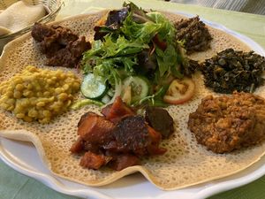 Their mixed veg platter for 2   at Addis Abeba in Footscray