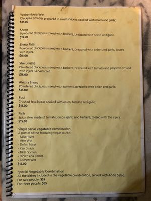 Menu Main Pg 2 at Addis Abeba in Footscray