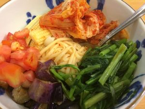 vegan kimchi noodles at Rén Lǐ Jū 仁里居 - Yuli Your Home in Taipei