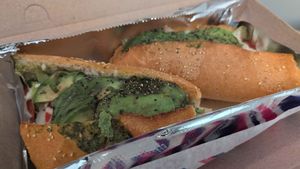 Avocado hoagie with added pesto at Mellow Mushroom in Fleming Island
