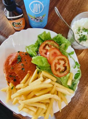 My parmegiana was wonderful at Master Veggie in Santos