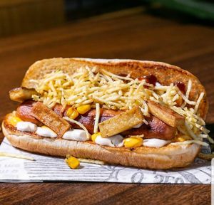 Not dog cheddar vegano at Master Veggie in Santos