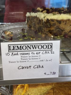 Carrot cake  at Lemonwood Eatery in Okato