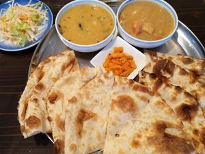 Double Nan Set with Dal and Vegetable curry at Kerala Kitchen Ishigakijima - ケララキッチン石垣島 in Ishigaki
