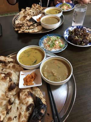 Manchurian veggies, 2 naan lunch sets with dal and veggie curry   at Kerala Kitchen Ishigakijima - ケララキッチン石垣島 in Ishigaki