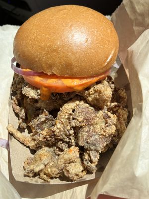 Oyster mushroom poboy   at Grass Roots Kitchen in Tarrytown