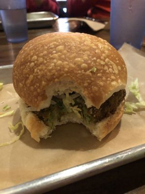 Falafel burger at Grass Roots Kitchen in Tarrytown