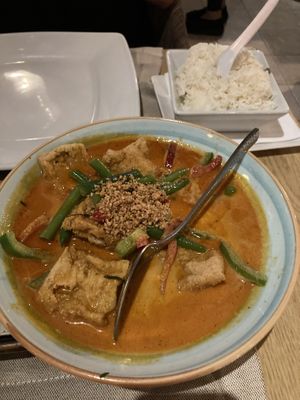 Panang curry with fried tofu (without fish sauce) at Thai Botánico in Tenerife