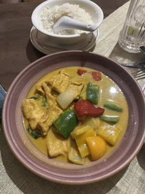 Yellow Curry & coconut rice (amazing!)  at Thai Botánico in Tenerife