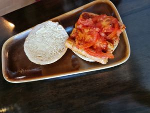 Sausage bap at Vedi in Derby