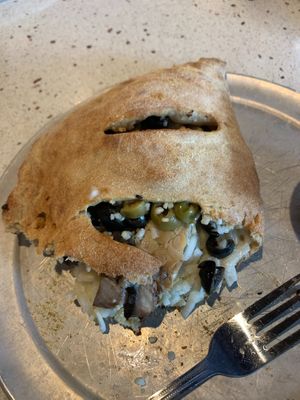 Inside my veggie calzone at Mellow Mushroom in Little Rock