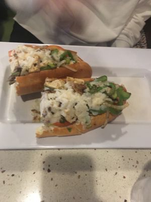 Hoagie with tofu and vegan cheese at Mellow Mushroom in Little Rock