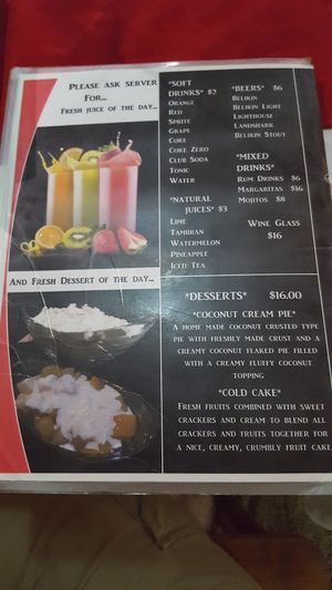 Menu at Hungry Grouper in San Pedro