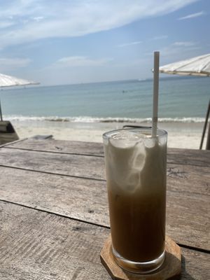 Coconut milk iced latte  at Flow Beach Cafe. - Seaddict in Koh Samet