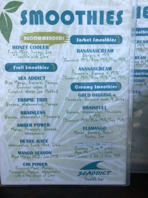 Menu at Flow Beach Cafe. - Seaddict in Koh Samet