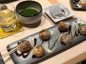 Vegan takoyaki  at Musubi in Tokyo