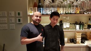 The chefs, the man on the right is the sushi master. at Musubi in Tokyo