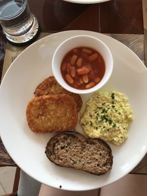 Vegan breakfast - we showed the waiter a recipe for tofu scramble, he passed it on to the chef and they made it for us. at Fusion Resort in Cam Ranh