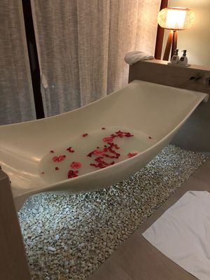 In-room herbal bath at Fusion Resort in Cam Ranh