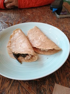 Quesadilla de requeson con rajas poblanas at Cafetería Tambien in Puebla