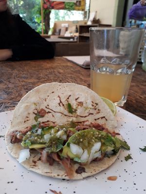 Taco de carnitas at Cafetería Tambien in Puebla