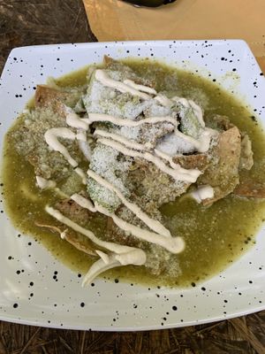 Chilaquiles Verdes  at Cafetería Tambien in Puebla
