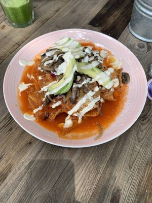 Chilaquiles rojos  at Cafetería Tambien in Puebla